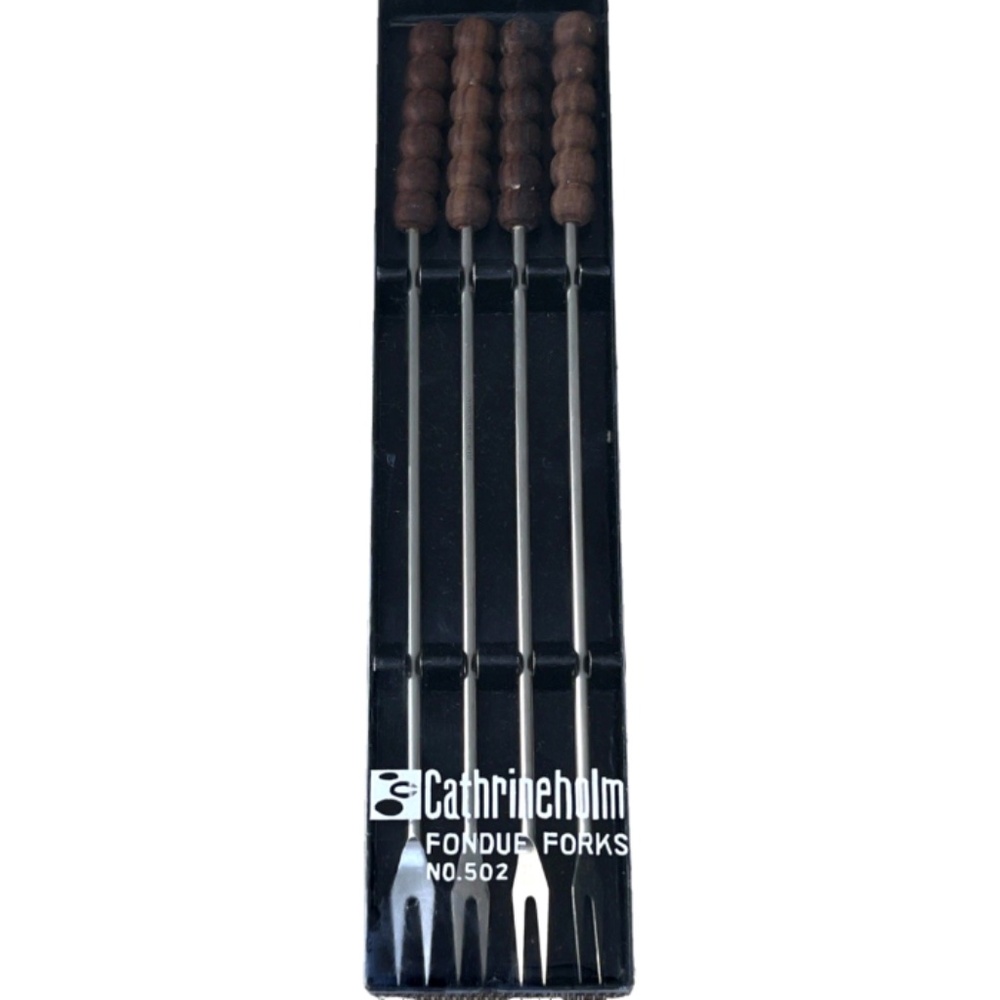 CATHRINE HOLM Norway Mid Century Modern Wooden Round Ball FONDUE Forks MCM No502